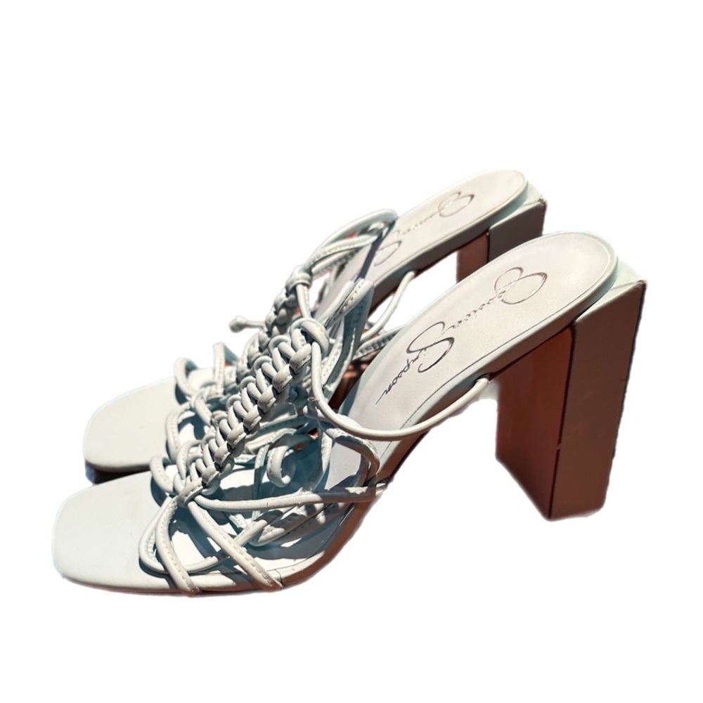 Jessica Simpson blue tie up square heel. 
CHECK OUT MY CLOSET